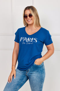 חולצת V הדפס PARIS