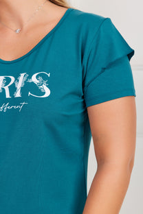 חולצת V הדפס PARIS