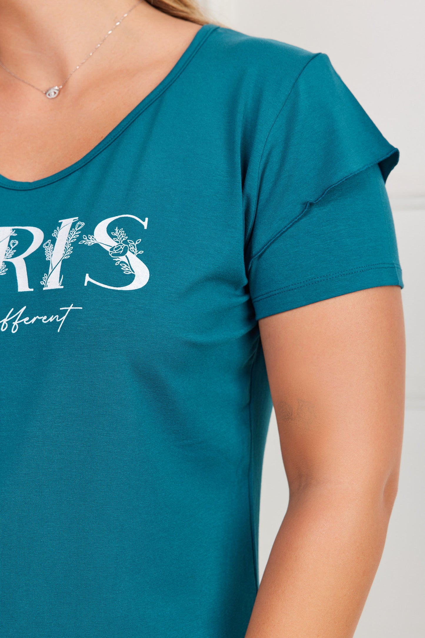 חולצת V הדפס PARIS