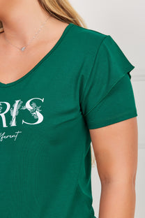 חולצת V הדפס PARIS