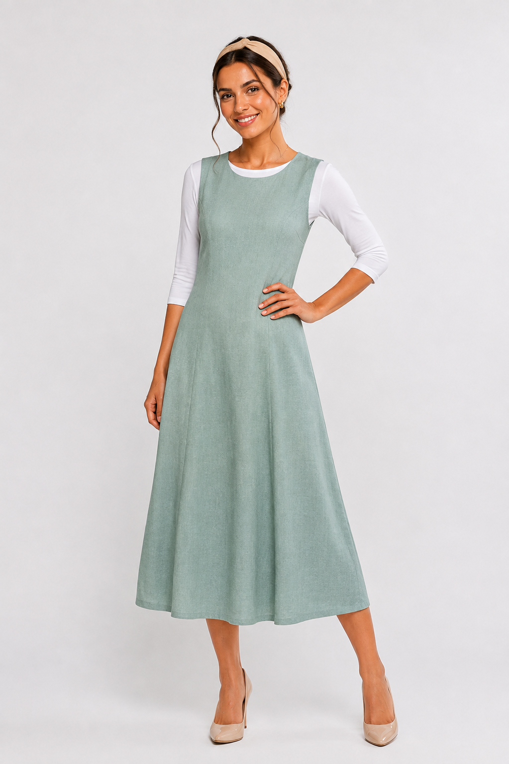 סט שמלת פשתן וחולצה