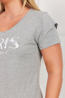 חולצת V הדפס PARIS